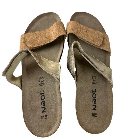 Naot Womens Cork Footbed Sandals Gold Leather & Natural Cork EU 40/US 9–9.5 NWOT - Picture 3 of 6